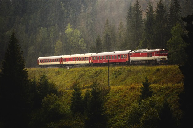 Train in rain