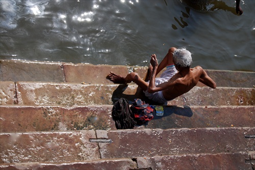 by the river Ganges