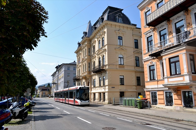 Úsek momentálne najkratšej električkovej trate na svete v Gmunde