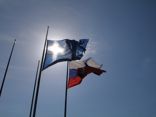 EU and Slovakia flags