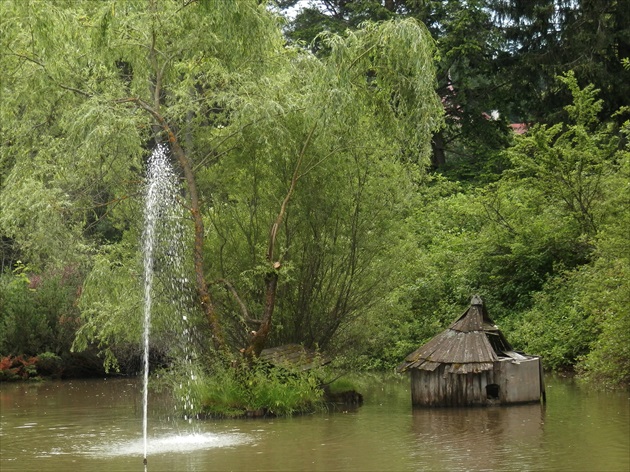 Vodotrysk na rybníku