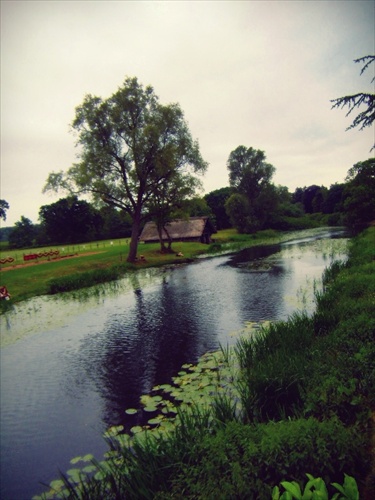 by the river