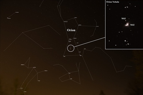 Suhvezdie Orion a Nebula M42