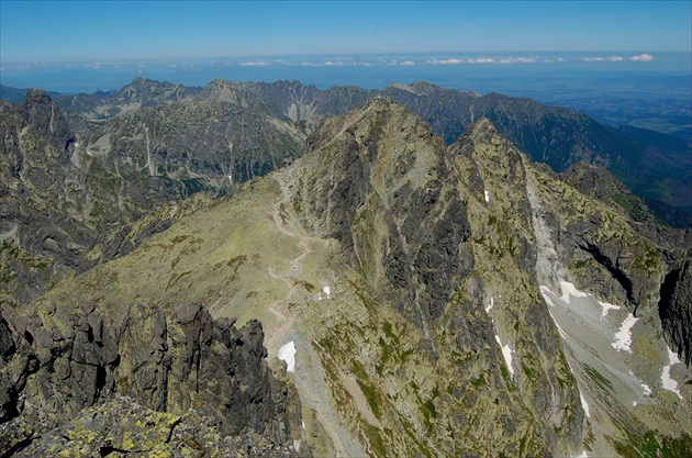 Rysy a Volia veže pri pohľade z Vysokej