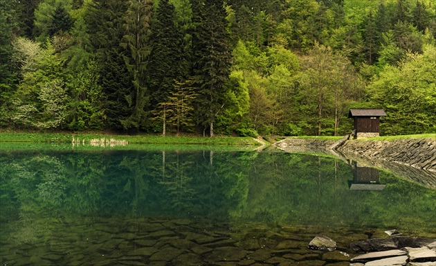 Veľká vodárenská nádrž v Banskej Štiavnici