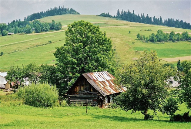 Oravská chalúpka s výhľadom na Grapu... Pondelok, 26. júla 1999